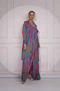 Revy Multi Color Jumpsuit With Cape Sequinned in Love