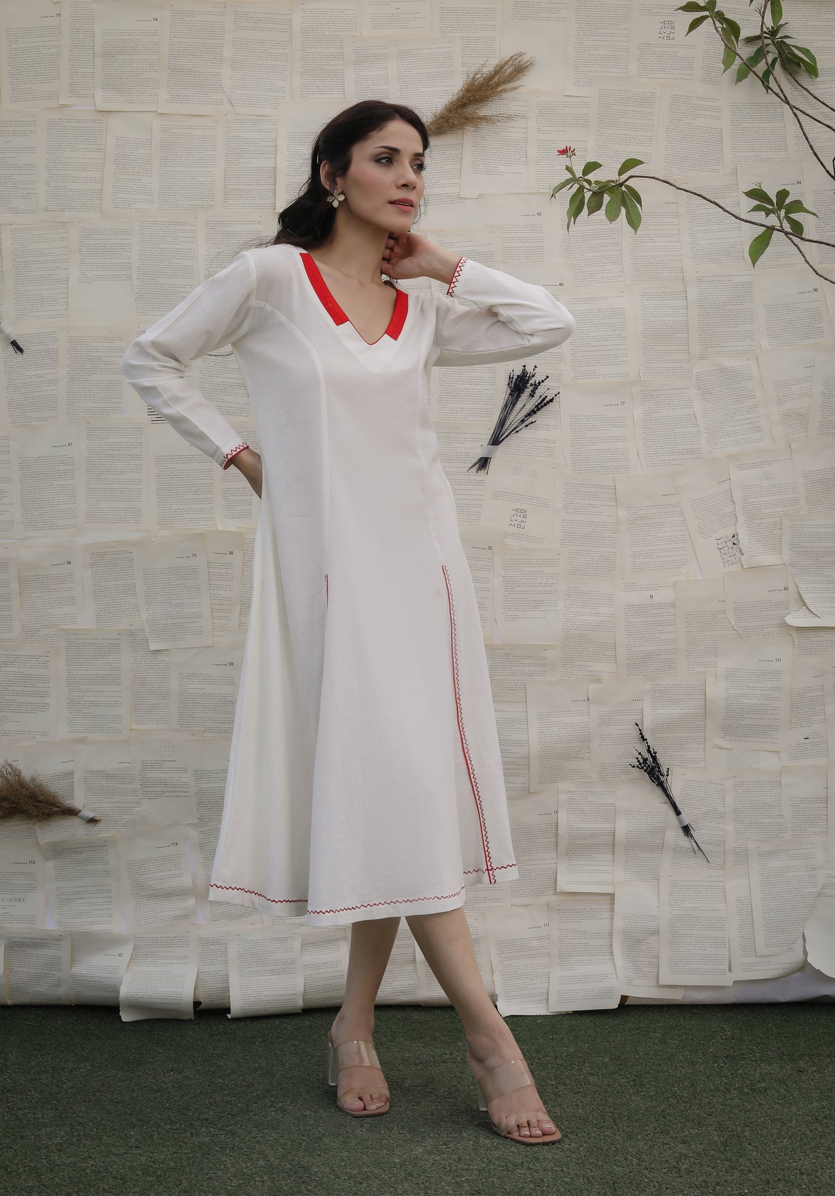 Crimson Edge Khadi Dress