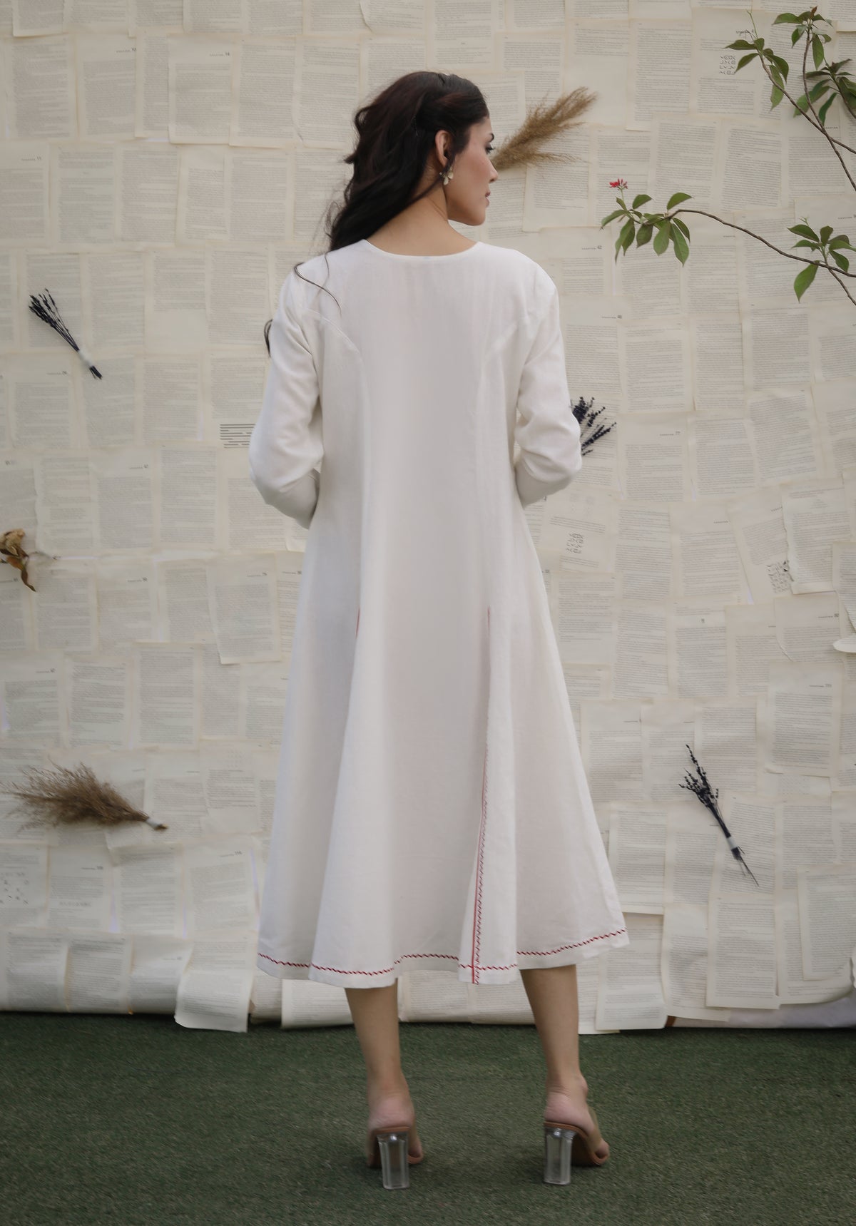 Crimson Edge Khadi Dress