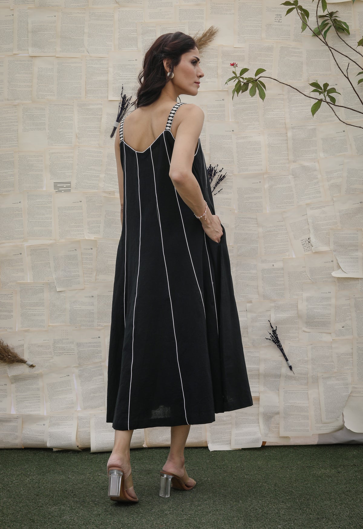 Monochrome Stride Khadi Dress
