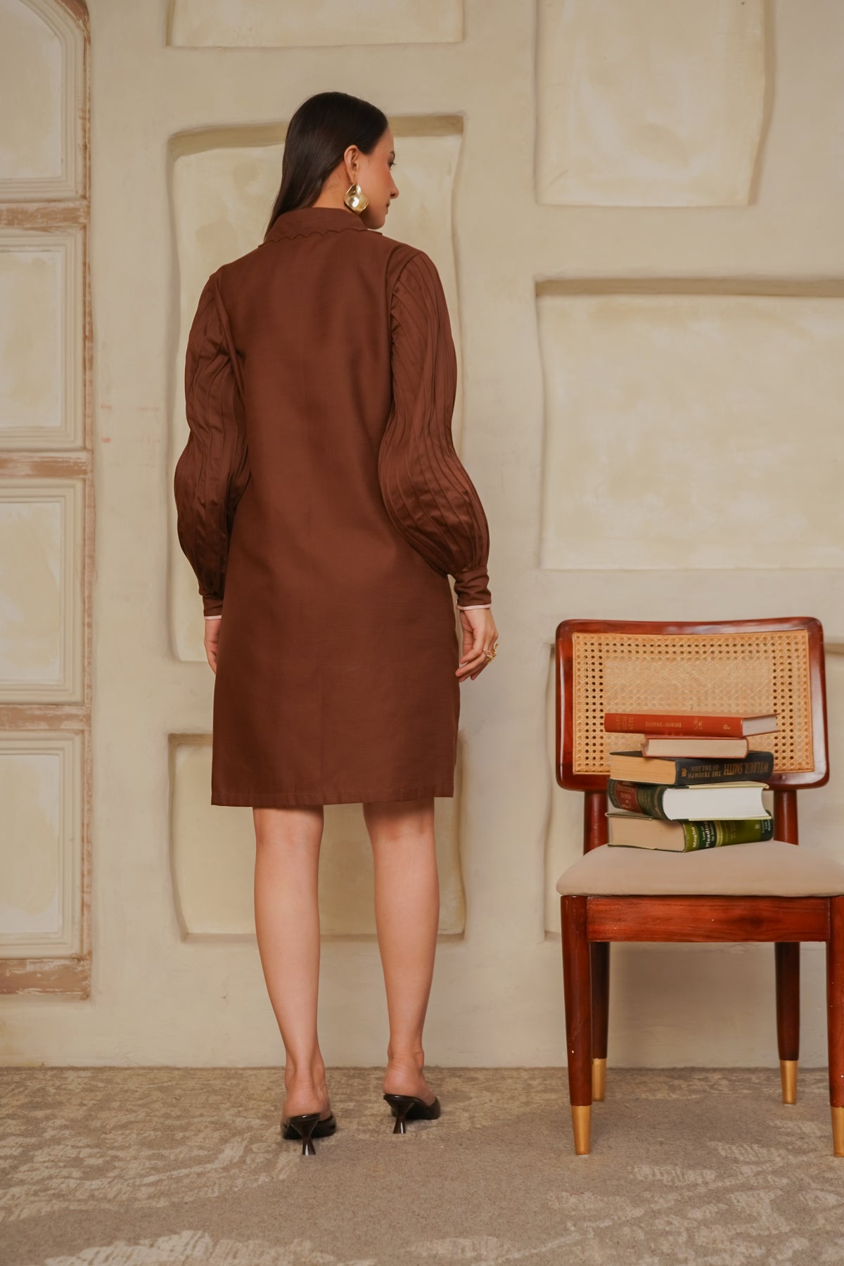 Mocha Charm Cotton Shirt Dress
