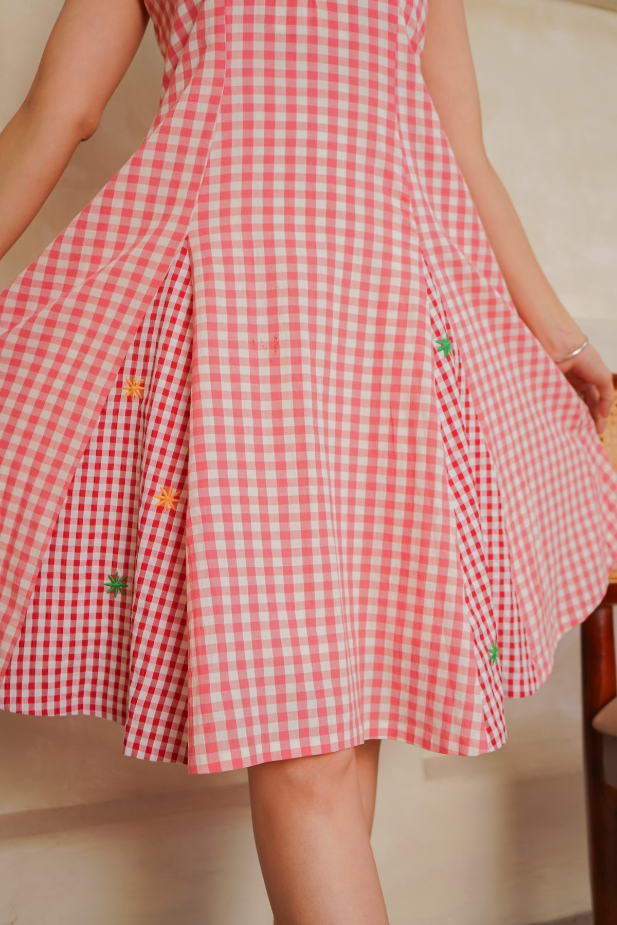 Gingham Bloom Halter Dress