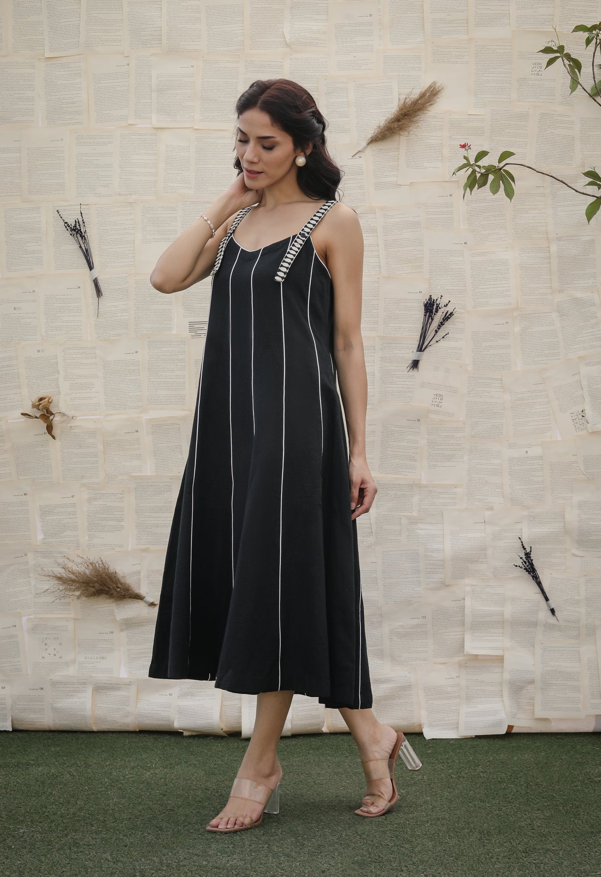 Monochrome Stride Khadi Dress