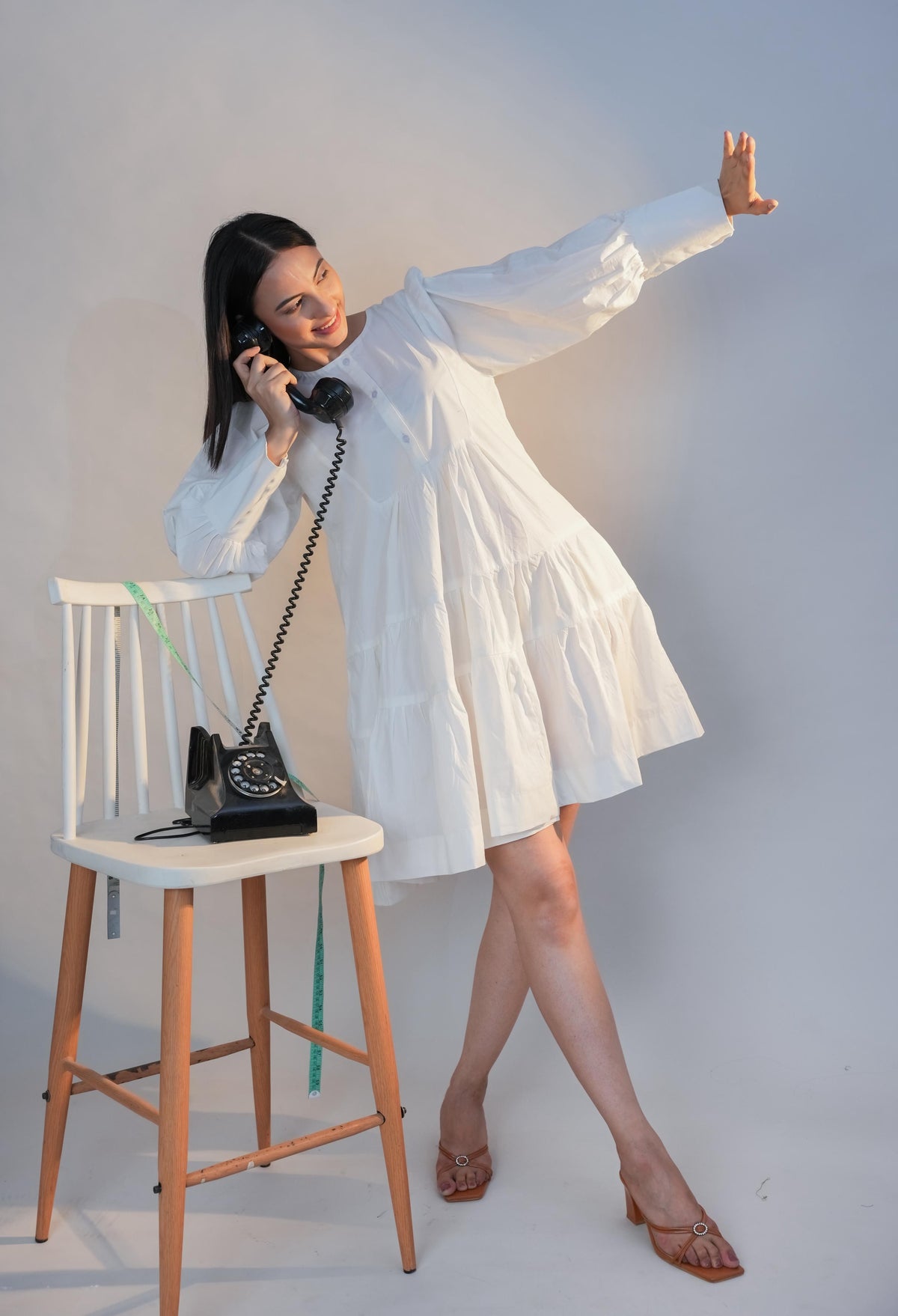 Ivory drift - cotton flare dress