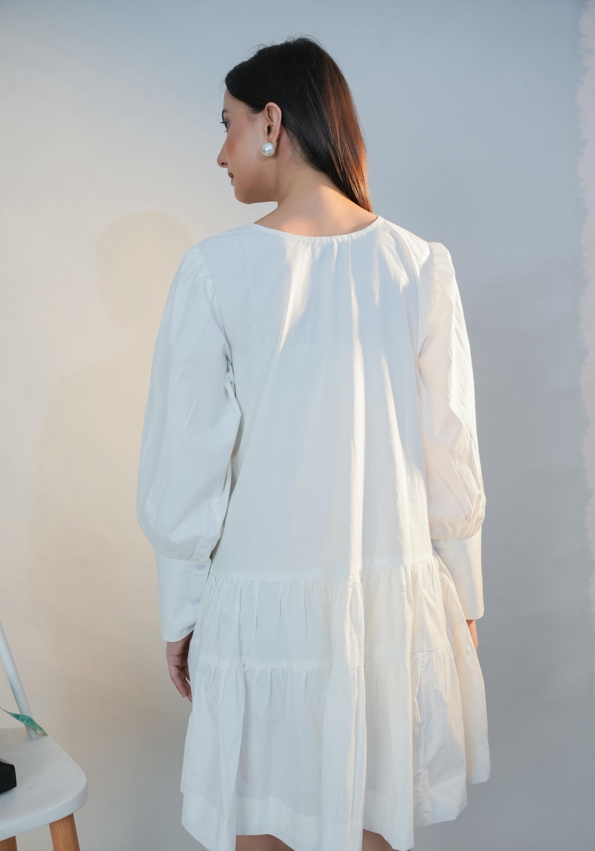 Ivory drift - cotton flare dress
