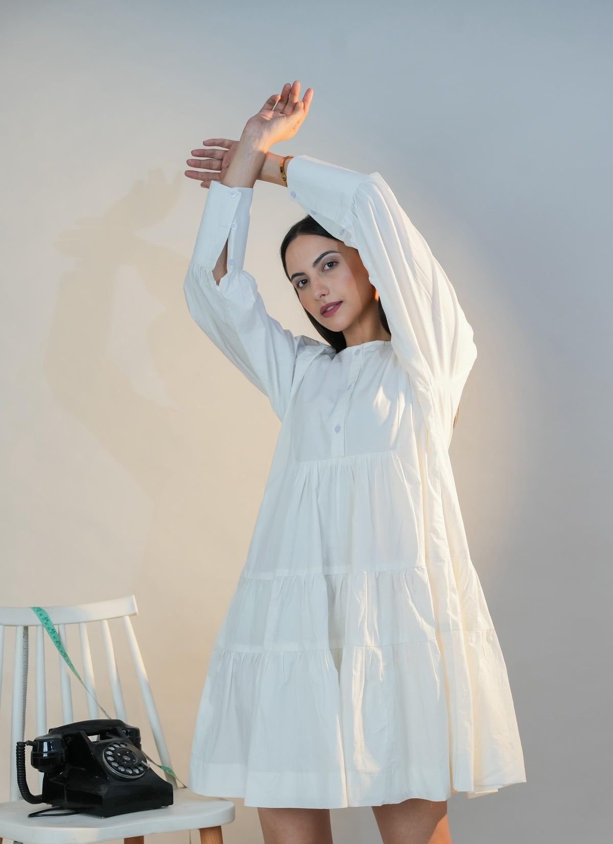 Ivory drift - cotton flare dress