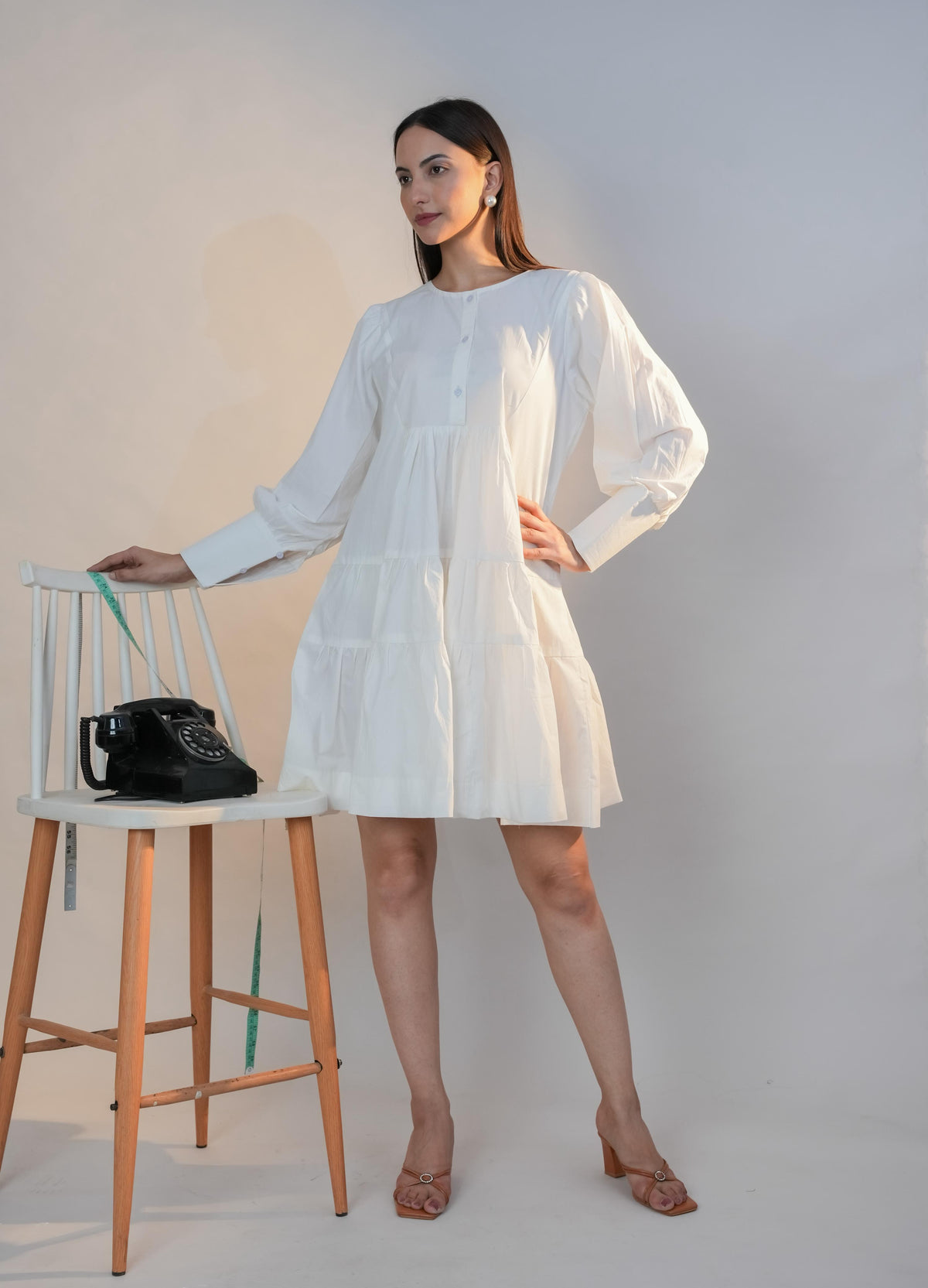 Ivory drift - cotton flare dress