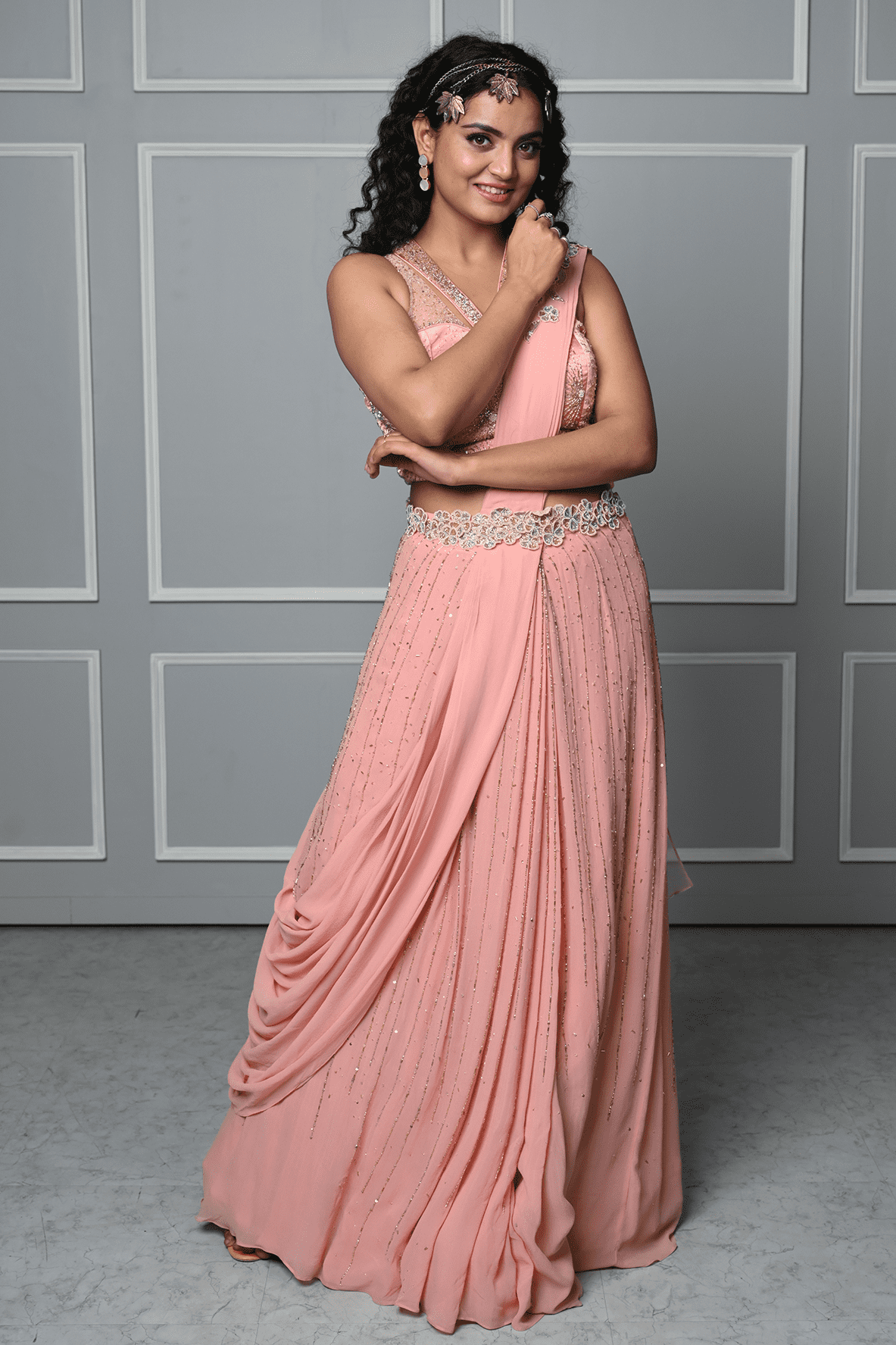 Blush Elegance Saree Gown