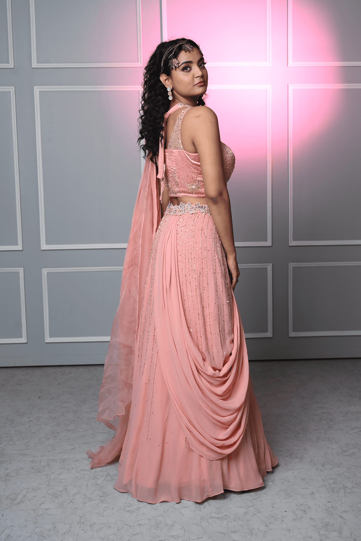 Blush Elegance Saree Gown