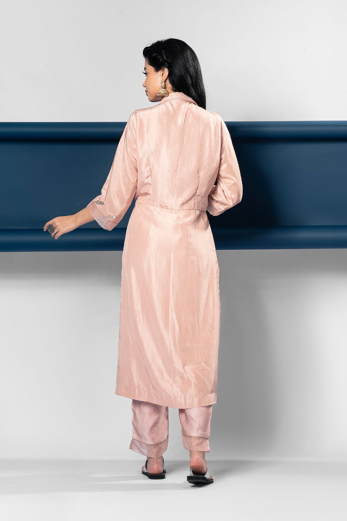 Pastel Pink Suit Set with Mukaish Work